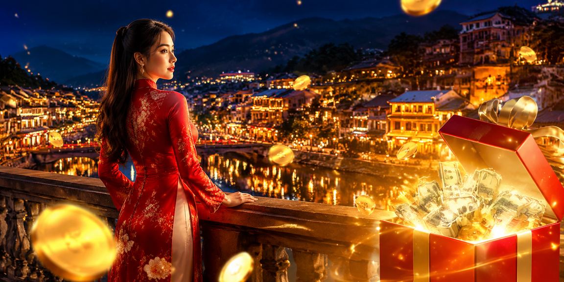 Người chơi trải nghiệm ứng dụng casino tại Sapa với trang phục áo dài truyền thống